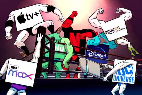 This cartoon perfectly illustrates how each streaming service is battling it out to gain more subscribers and come out on top to be the most successful.  Photo Credit: Jason Hoffman/Thrillist